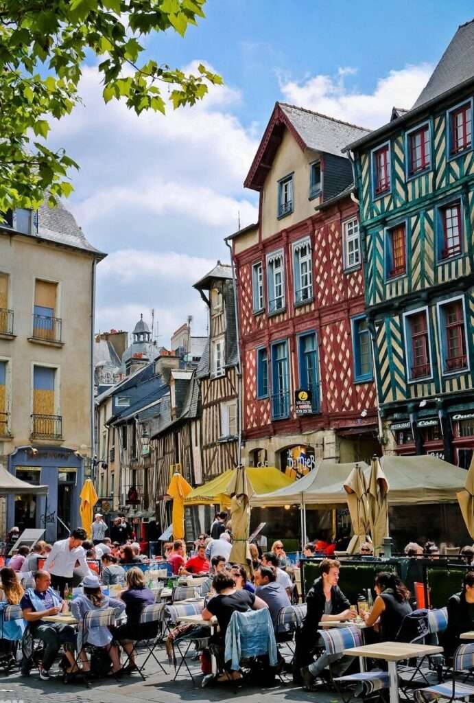 France, Ille et Vilaine, Rennes, the Champ Jacquet square is lined with 17th century half timbered houses - 14 Fantastic day trips from Paris.